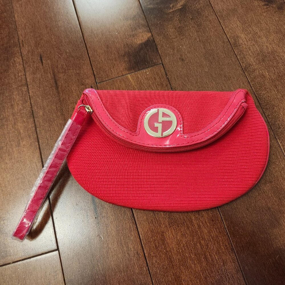 Giorgio Armani beauty makeup bag clutch in red